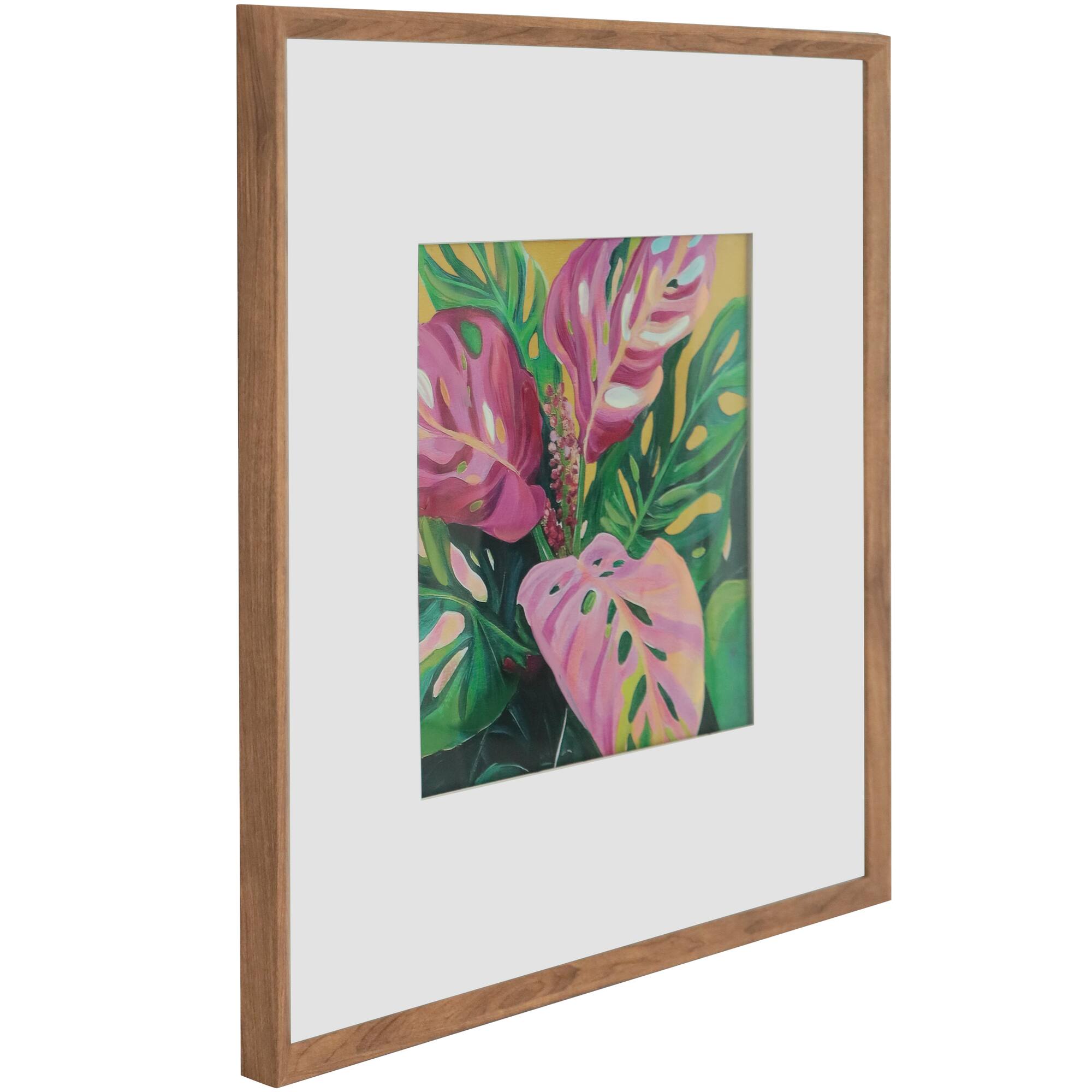 20" x 20" Pink Monstera Leaf Wall Décor in Woodgrain Frame by Ashland®
